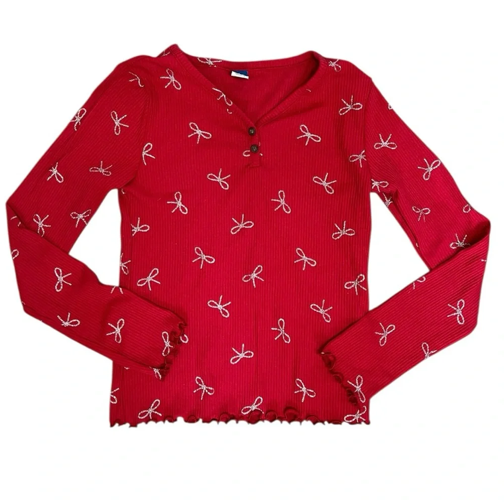 Old Navy Kids girls Red long sleeve Shirts Set new with tag hearts bows holiday